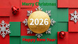 © shen - Christmas balls, snowflakes and 2026, Christmas celebration, New Year's departure and double holidays, Christmas and New Year joint celebration, holiday decoration materials.