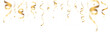 © Olga - Golden festive confetti ribbons and sparkling stars falling in a celebratory decorative scene on a transparent PNG background.