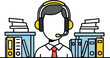 © DudeDesignStudio - Illustration of A Person Wearing Headset And Tie Surrounded By Files And Folders