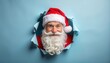 © Thanawat - Santa claus breaking through wall in festive celebration holiday spirit fun atmosphere indoor setting close-up view christmas concept