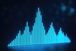 © MD - Glowing blue equalizer bars showing financial data trends, economic charts, market analysis, and growth