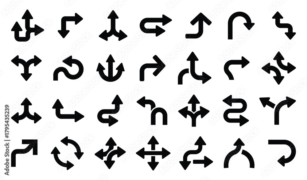 Road way direction arrow sign. Road navigation arrows. Driving ...