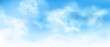 © Ihor - Vector illustration of a beautiful blue sky with realistic clouds. Captivating panoramic view with soft and natural cloud formations, perfect for backgrounds, web, and design projects.