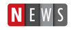 © Web Buttons Inc - NEWS grey and red typography banner on transparent background