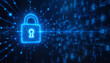 © Michał Kiełpiński - Symbol niebieskiej kłódki koncepcja cyberbezpieczeństwa i ochrony poufnych danych