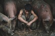 © Bargais - The prodigal son, unhappy and hungry, herds pigs.