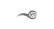 © Khansa505 - Stylized black and white volleyball with a dynamic motion trail, representing speed and action in sports.