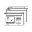 © Creative Studio - Stacked web browser windows with image and text content layered interface