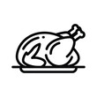 © CreativeStudio - Black outline icon of a whole roasted chicken on a platter roast chicken poultry