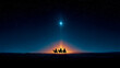 © Nadюshes  - Three wise men on camels are walking through the desert at night. The Adoration of the Magi.