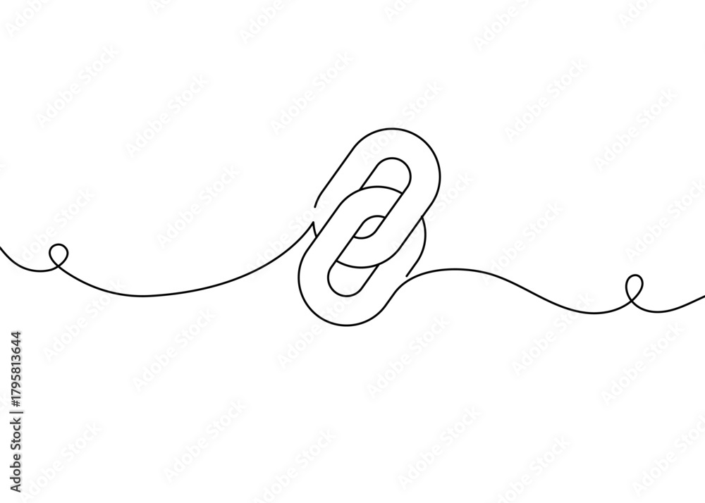 One continuous line drawing of a chain forming a minimalist linear ...