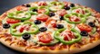 © Isabella - Delicious Vegetarian Pizza with Fresh Toppings Close-Up Shot for Food Photography