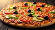 © Isabella - Delicious vegetarian pizza with fresh tomatoes, zucchini, peppers, and black olives