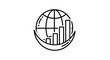 © Hanan - Global business growth icon a simple line drawing of a globe with a bar graph inside, representing international market expansion