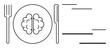 © robu_s - Brain placed on a plate with fork and knife, suggesting nourishment or cognitive focus. Ideal for mental health, psychology, self-improvement, mindfulness, diet, wellness creativity. Simple flat