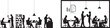 © Nazia - Office silhouette vector illustration of people working and meeting together now