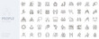 © Pedro - People, human figures, and social interaction line icon set. Teamwork, diversity, activities, business. Vector thin line editable stroke icons