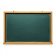 © Aswar - A clean, blank green chalkboard with a wooden frame, hanging on a white background