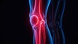 © Dodi - Stunning digital illustration of a knee joint with glowing red inflammation for medical education or health campaigns using a modern aesthetic style