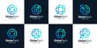 © Arunika_Dsgn - Set of globe ​​tech logo design template illustration. Abstract globe concept vector design with technology system connection and abstract dot, data, molecule and system symbol graphic icon