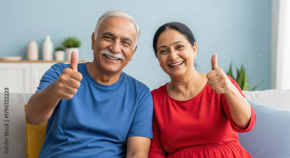 happy indian senior couple showing thumbs up together Stock Photo ...