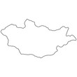 © brovarky - Mongolia country outline map, black border shape, geographic vector silhouette