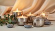 © VRVisionary - Spa arrangement featuring scented candles, relaxation ambiance