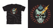 © Pronob - Skull design for t shirt with lightning bolt edgy and punk style illustration edgy skull with zodiac signs on dark backdrop unique vector design for t shirt print idea