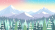 © Saeed - Dreamy winter wonderland scene with snow-capped mountains and evergreen trees, perfect for holiday greetings, seasonal promotions and winter travel inspiration