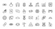 © MSTRABEIA - Business, finance, and technology line icon set. Vector pictograms of handshake, money, briefcase, team, ideas, charts, communication, and strategy, thin linear illustration.