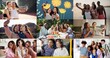 © Lawrenson25/peopleimages.com - Collage, selfie and different people with phone, bonding together and fun in digital memories. Composite, happiness and group in moment capture with tech, emoji or diverse friendship on social media