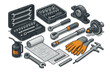 © Georgy - Set of essential mechanical tools and spare parts used for automotive repair and engineering maintenance