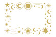 © Mark - Golden celestial border frame featuring suns moons and sparkling stars for mystical design