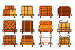 © Andrei - Collection of twelve stylized icons depicting secured freight and baggage on transport pallets
