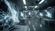 © rookielion - Futuristic exploration visualizing neural networks with glowing effects on transparent screens