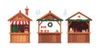 © Abdur - Christmas traditional wooden winter Christmas fair marketplace, market stall kiosk set, Vector
