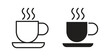 © Hira - Hot coffee cup icons with simple flat and thin stroke style
