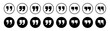 © Ira - Quotation marks round icon buttons set black and white vector collection on transparent background