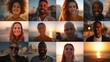 © maxximmm - A series of portraits feature diverse men and women, each illuminated by the warmth of the sunset. The men and women embody a range of emotions and cultural backgrounds.