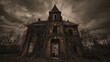 © vxnaghiyev - Old abandoned house engulfed by weeds under a moody sepia sky, erosion risk