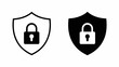 © DesignHub - Security shield and padlock icon set for data protection, digital privacy, and cybersecurity, on a clean background.