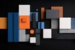© Hengki - Assortment of geometric blocks in various colors and textures, arranged on a dark background