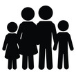 © MdAli - Simple black and white pictogram representing a nuclear family group of four