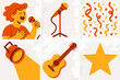 © Ludmila Zabaranilova - Singing performance no warm joy grid person vector icon confetti microphone vibrant