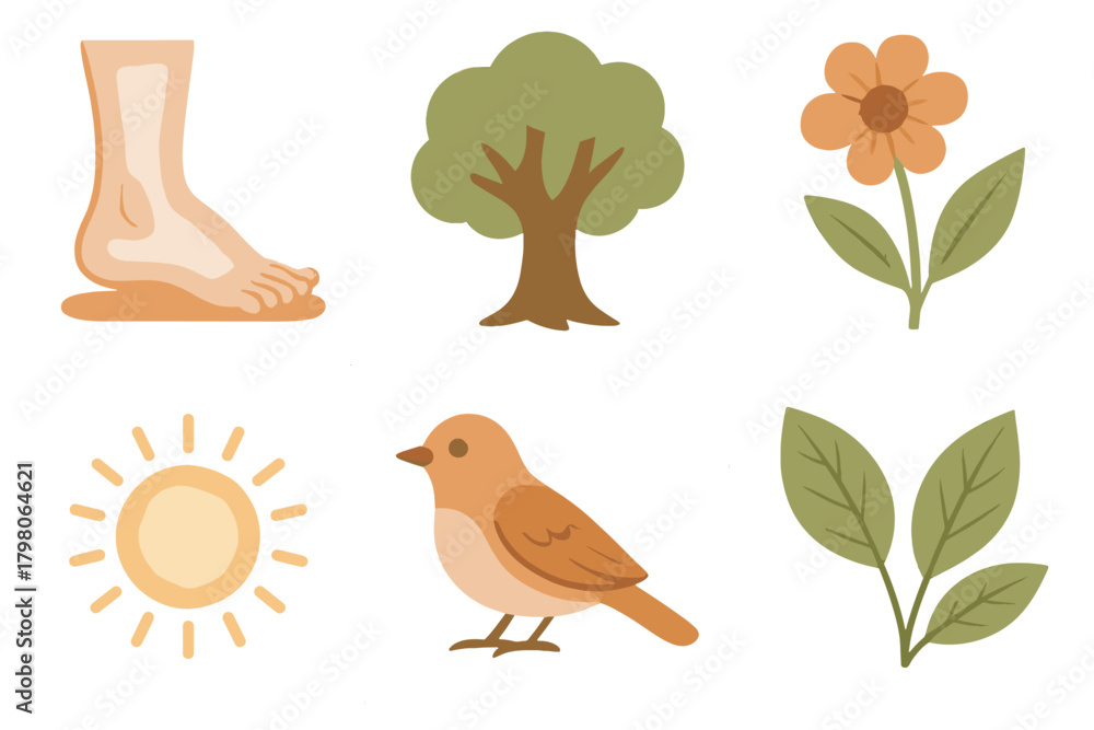 Connection art white background person icon grid earthy pastel text ...