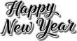 © Miftakhul - Retro styled 'Happy New Year' text with a 3D shadow effect on a white background