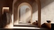 © The Little Hut - Minimalist Interior with Arches and Natural Light: A Serene Architectural Space for Meditation and Relaxation