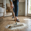 © John - Woman sweeping floor with broom and dustpan