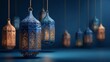 © Khalid - Luxury 3d islamic lanterns glowing on festive background for ramadan kareem, eid al-fitr, and eid al-adha celebration with spiritual and elegant holiday ambiance