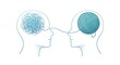 © Mostafizur - Two heads communicating, one with a tangled mind, the other with a clear, organized thought process